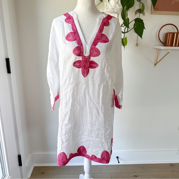 Boden Swim Boden Bella Embroidered Linen Cover Up Kaftan Dress In